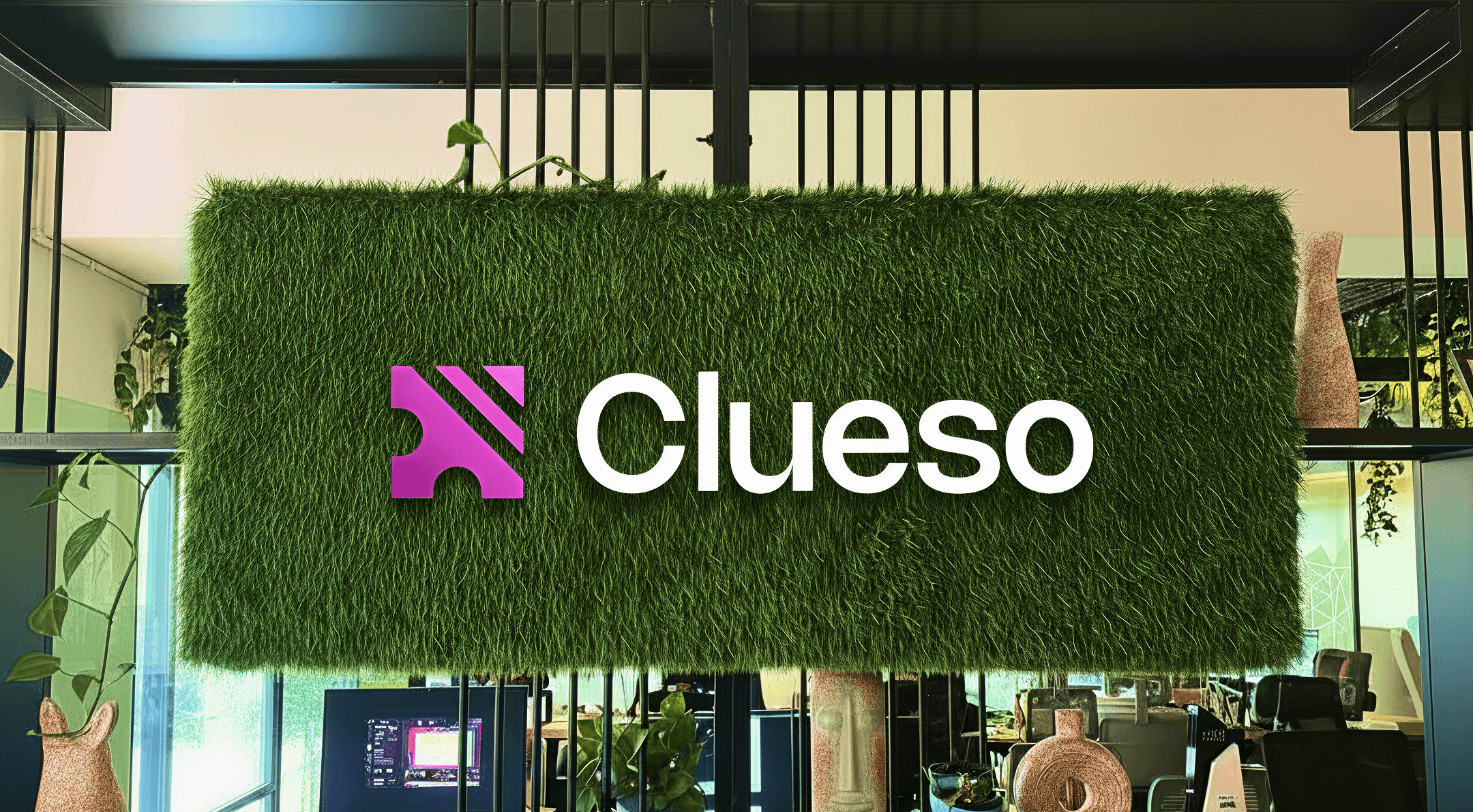 Logo placed on the planter box in our office