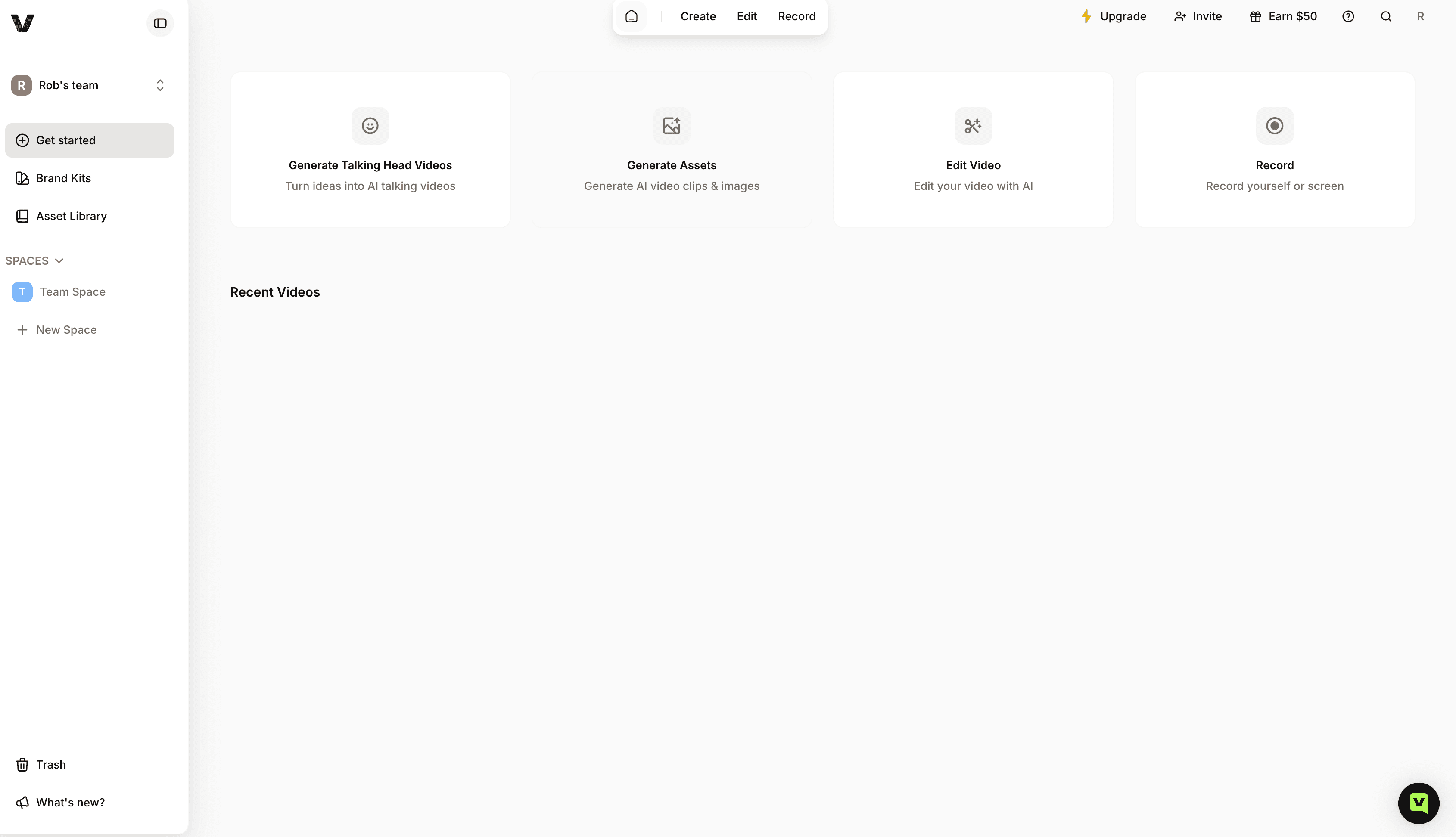 VEED.io dashboard